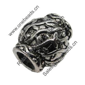 European Style Beads, Zinc Alloy Jewelry Findings, Lead-free, 13x13mm Hole:5mm, Sold by PC