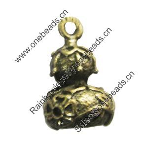 Pendant/Charm, Zinc Alloy Jewelry Findings, Lead-free, Calabash 9x11mm, Sold by Bag