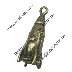 Pendant/Charm, Zinc Alloy Jewelry Findings, Lead-free, 7x24mm, Sold by Bag