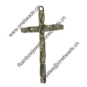 Pendant/Charm, Fashion Zinc Alloy Jewelry Findings, Lead-free, Cross 21x38mm, Sold by Bag