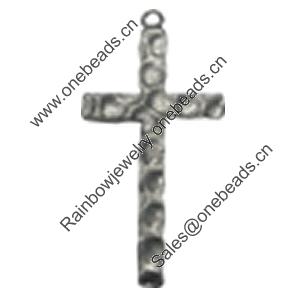 Pendant/Charm, Fashion Zinc Alloy Jewelry Findings, Lead-free,  Cross 29x55mm, Sold by Bag