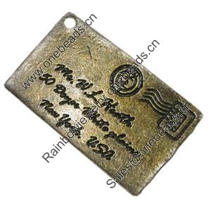 Pendant/Charm, Fashion Zinc Alloy Jewelry Findings, Lead-free, 23x40mm, Sold by Bag