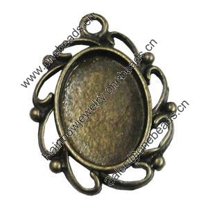 Zinc Alloy Cabochon Settings, Fashion jewelry findings, 22x28mm, inner dia:12x18mm, Sold by bag