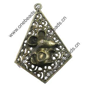 Pendant/Charm, Fashion Zinc Alloy Jewelry Findings, Lead-free, 28x40mm, Sold by Bag