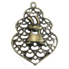 Pendant/Charm, Fashion Zinc Alloy Jewelry Findings, Lead-free, 29x42mm, Sold by Bag
