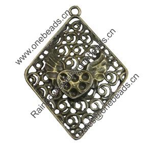 Pendant/Charm, Fashion Zinc Alloy Jewelry Findings, Lead-free, 32x44mm, Sold by Bag