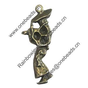 Pendant/Charm, Fashion Zinc Alloy Jewelry Findings, Lead-free, 11x30mm, Sold by Bag