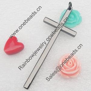 Zinc Alloy Pendant, Cross, Plumbum black, 28x75mm, Sold by PC ( stock:620pcs )