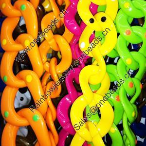 Acrylic Chains, Fashion jewelry chains, Mixed Color, Link's size:32x30mm, Sold by Meter