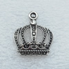 Pendant/Charm, Fashion Zinc Alloy Jewelry Findings, Lead-free, Crown 20x24mm, Sold by Bag