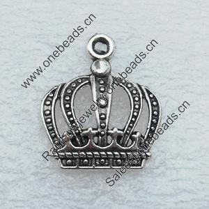 Pendant/Charm, Fashion Zinc Alloy Jewelry Findings, Lead-free, Crown 20x24mm, Sold by Bag