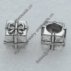 Europe Beads, Fashion Zinc Alloy Jewelry Findings, Lead-free, 9x9mm, hole:3.5mm, Sold by Bag