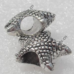 Europe Beads, Fashion Zinc Alloy Jewelry Findings, Lead-free, 13x11mm, hole:5mm, Sold by Bag