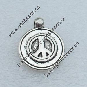 Pendant/Charm, Fashion Zinc Alloy Jewelry Findings, Lead-free, Flat Round 16x20mm, Sold by Bag