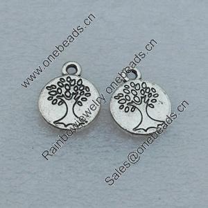 Pendant/Charm, Fashion Zinc Alloy Jewelry Findings, Lead-free, Flat Round 11x14mm, Sold by Bag