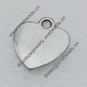 Pendant/Charm, Fashion Zinc Alloy Jewelry Findings, Lead-free, Heart 16x14mm, Sold by Bag