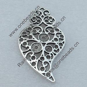 Pendant/Charm, Fashion Zinc Alloy Jewelry Findings, Lead-free, Leaf 51x28mm, Sold by Bag