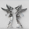 Pendant/Charm, Fashion Zinc Alloy Jewelry Findings, Lead-free, Angel 74x37mm, Sold by Bag