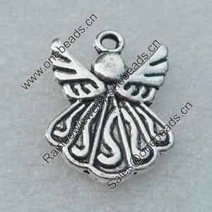 Pendant/Charm, Fashion Zinc Alloy Jewelry Findings, Lead-free, Angel 21x16mm, Sold by Bag