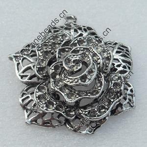 Pendant/Charm, Fashion Zinc Alloy Jewelry Findings, Lead-free, Flower 50x46mm, Sold by Bag