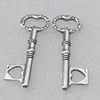 Pendant/Charm, Fashion Zinc Alloy Jewelry Findings, Lead-free, Key 32x11mm, Sold by Bag