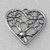Pendant/Charm, Fashion Zinc Alloy Jewelry Findings, Lead-free, Heart 28x28mm, Sold by Bag