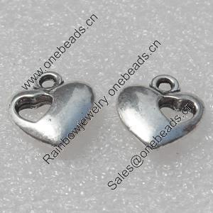 Pendant/Charm, Fashion Zinc Alloy Jewelry Findings, Lead-free, Heart 12x12mm, Sold by Bag