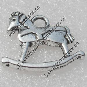 Pendant/Charm, Fashion Zinc Alloy Jewelry Findings, Lead-free, Cockhorse 21x17mm, Sold by Bag