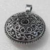 Hollow Bali Pendant, Zinc Alloy Jewelry Findings, Lead-free, Flat Round 51x45mm, Sold by Bag