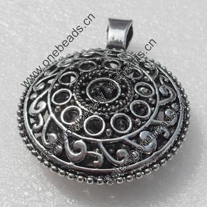 Hollow Bali Pendant, Zinc Alloy Jewelry Findings, Lead-free, Flat Round 51x45mm, Sold by Bag