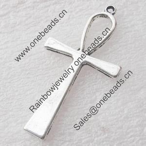 Pendant, Zinc Alloy Jewelry Findings, Lead-free, Cross 29x56mm, Sold by Bag （Stock:5bags）
