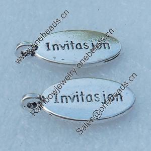 Message charm, Fashion Zinc Alloy Jewelry Findings, Lead-free, 19x10mm, Sold by Bag