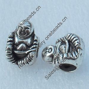 Europe Beads, Fashion Zinc Alloy Jewelry Findings, Lead-free, 15x10mm, hole:6mm, Sold by Bag