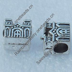 Europe Beads, Fashion Zinc Alloy Jewelry Findings, Lead-free, 10x9mm, hole:5mm, Sold by Bag