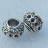 Europe Beads, Fashion Zinc Alloy Jewelry Findings, Lead-free, 10x7mm, hole:5mm, Sold by Bag