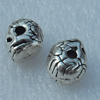 Beads, Fashion Zinc Alloy Jewelry Findings, Lead-free, 10x7mm, hole:2.5mm, Sold by Bag