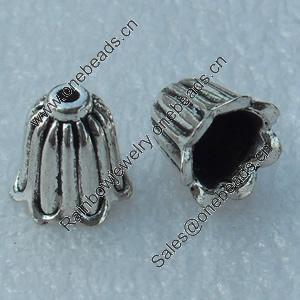 Bead caps, Fashion Zinc Alloy Jewelry Findings, Lead-free, 10x9mm, Hole:7.5mm, Sold by Bag