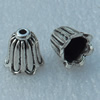 Bead caps, Fashion Zinc Alloy Jewelry Findings, Lead-free, 10x9mm, Hole:7.5mm, Sold by Bag