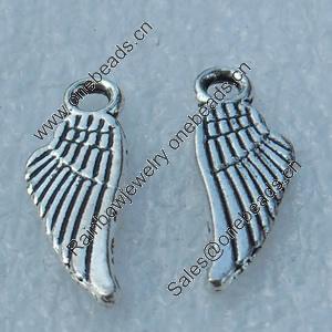 Pendant/Charm, Fashion Zinc Alloy Jewelry Findings, Lead-free, Wings 17x6mm, Sold by Bag