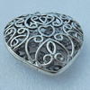 Hollow Bali Pendant, Zinc Alloy Jewelry Findings, Lead-free, Heart 46x49mm, Sold by Bag