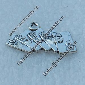 Pendant/Charm, Fashion Zinc Alloy Jewelry Findings, Lead-free, Poker 22x13mm, Sold by Bag