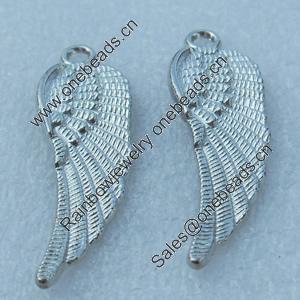  Pendant/Charm, Fashion Zinc Alloy Jewelry Findings, Lead-free, Wings 47x14mm, Sold by Bag