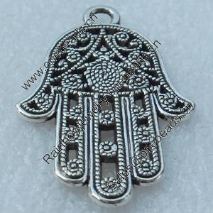 Pendant/Charm, Fashion Zinc Alloy Jewelry Findings, Lead-free, Hand 39x25mm, Sold by Bag