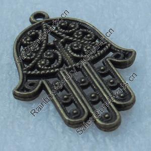 Pendant/Charm, Fashion Zinc Alloy Jewelry Findings, Lead-free, Hand 29x21mm, Sold by Bag