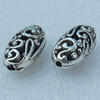 Hollow Bali Beads, Fashion Zinc Alloy Jewelry Findings, Lead-free, Oval 18x10mm, Sold by Bag