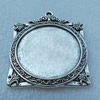 Zinc Alloy Cabochon Settings, Fashion jewelry findings, 51x42mm, inner dia:34mm, Sold by bag