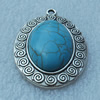 Zinc Alloy Pendant with Turquoise Beads,Fashion Jewelry Findings, 44.5x29.5mm, Sold by Bag