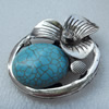 Zinc Alloy Pendant with Turquoise Beads,Fashion Jewelry Findings, 56x50mm, Sold by PC
