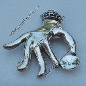 Pendant/Charm, Fashion Zinc Alloy Jewelry Findings, Lead-free, Hand 82x58mm, Sold by PC