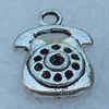 Pendant/Charm, Fashion Zinc Alloy Jewelry Findings, Lead-free, Telephone 11x17mm, Sold by Bag